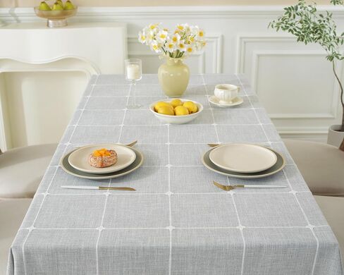 Table Cloth Rectangle Table Rustic Waterproof Tablecloth Cotton Linen Wrinkle Free Table Cloths for Parties, Kitchen Dining, Holiday, Christmas, Coffee Lines, 4-6 Seats/55x75 Inches in Kuwait