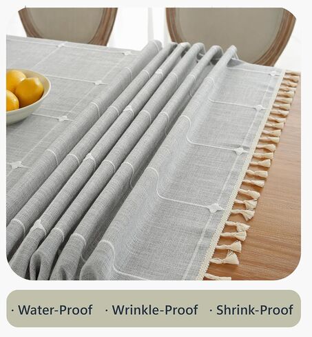 Table Cloth Rectangle Table Rustic Waterproof Tablecloth Cotton Linen Wrinkle Free Table Cloths for Parties, Kitchen Dining, Holiday, Christmas, Coffee Lines, 4-6 Seats/55x75 Inches in Kuwait