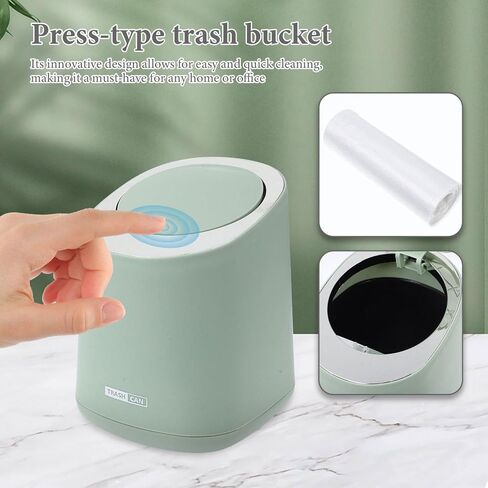 Alipis Mini Countertop Trash Can, Desk Waste Can with Press Type Lid Tabletop Waste Basket Small Table Top Plastic Covered Garbage Bin for Desk Top Beige in Saudi Arabia