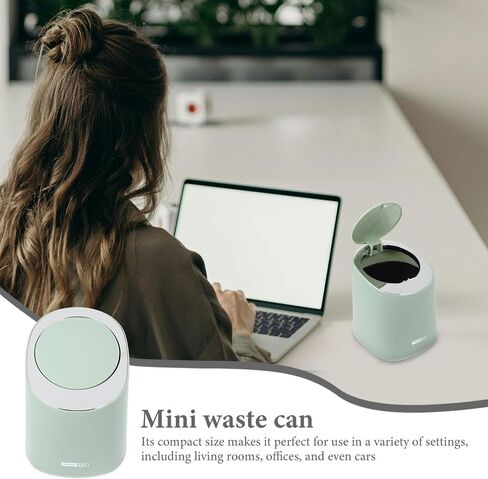 Alipis Mini Countertop Trash Can, Desk Waste Can with Press Type Lid Tabletop Waste Basket Small Table Top Plastic Covered Garbage Bin for Desk Top Beige in Saudi Arabia