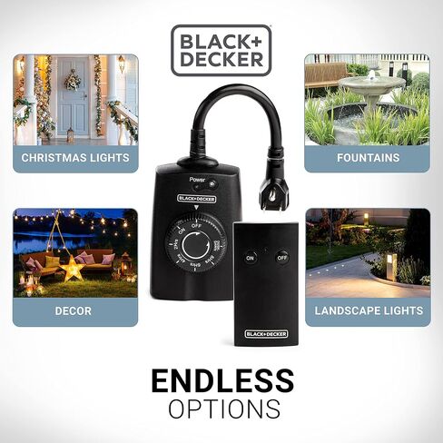 BLACK+DECKER Wireless Outdoor Outlet with Remote, 2 Grounded Outlets - Remote Light Switches in Saudi Arabia