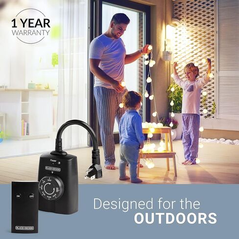 BLACK+DECKER Wireless Outdoor Outlet with Remote, 2 Grounded Outlets - Remote Light Switches in Saudi Arabia