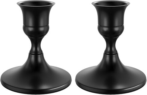 Black Taper Candle Holders Set of 2, Vintage Metal Candlestick Holders for Dinner Room Table Centerpiece or Mantel Wedding Party Decor in Kuwait