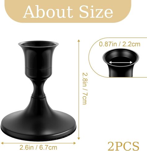 Black Taper Candle Holders Set of 2, Vintage Metal Candlestick Holders for Dinner Room Table Centerpiece or Mantel Wedding Party Decor in Kuwait