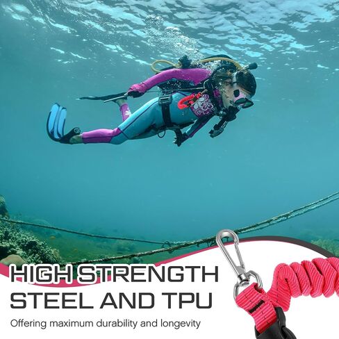 2 Pcs SX33 Scuba Diving Lanyard Stainless Steel Spring Coiled Lanyard Anti Lost with Quick Release Buckle Scuba Diving Accessories Diving Clips for Underwater Cameras Dive Lights in Saudi Arabia