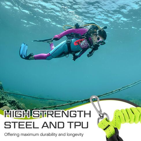 2 Pcs SX33 Scuba Diving Lanyard Stainless Steel Spring Coiled Lanyard Anti Lost with Quick Release Buckle Scuba Diving Accessories Diving Clips for Underwater Cameras Dive Lights in Saudi Arabia