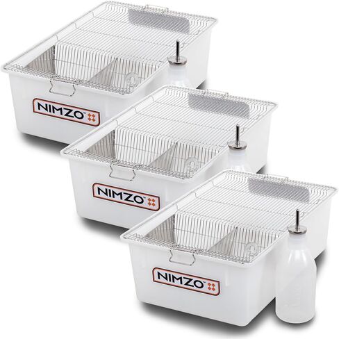Nimzo Large Laboratory Rodent Breeding Cage - Rat Breeding Lab Cage, Large Mouse Lab Breeding Cage, Rat Cage & Mouse Cage with 500ml Bottle, 3-Pack in Saudi Arabia