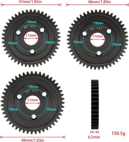 DKKY M1 Spur Gear Kit لـ Traxxax Arrma Losi HPI HOBAO متوفر من 30T إلى 52T (45+46+47T) in Saudi Arabia