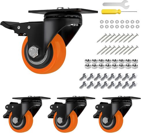 5 Inch Heavy Duty Casters Set of 4, Locking Industrial Casters with Brake, Swivel Top Plate Casters Wheels for Furniture and Workbench(Free Hardware Kits) in Saudi Arabia