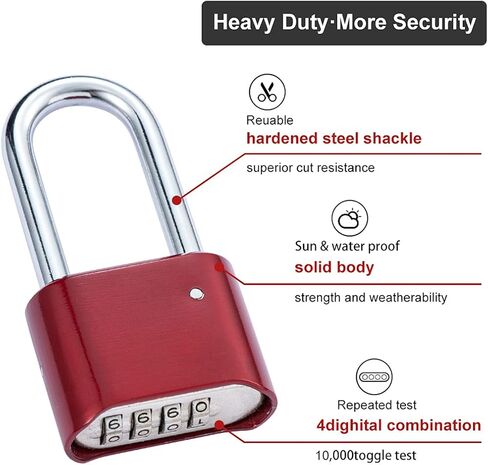 Combination Lock 4 Digit Heavy Duty Outdoor Waterproof Padlock for School, Gate, Fence, Gym Locker, Hasp Storage (Black 1 Pack) in Saudi Arabia