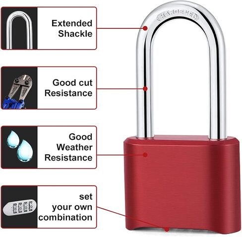 Combination Lock 4 Digit Heavy Duty Outdoor Waterproof Padlock for School, Gate, Fence, Gym Locker, Hasp Storage (Black 1 Pack) in Saudi Arabia