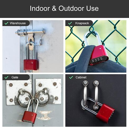 Combination Lock 4 Digit Heavy Duty Outdoor Waterproof Padlock for School, Gate, Fence, Gym Locker, Hasp Storage (Black 1 Pack) in Saudi Arabia