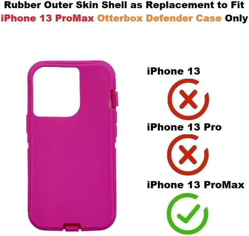 غلاف خارجي مطاطي بديل متوافق مع حافظة سلسلة iPhone 13 Pro Max Otterbox Defender (أسود) in Kuwait