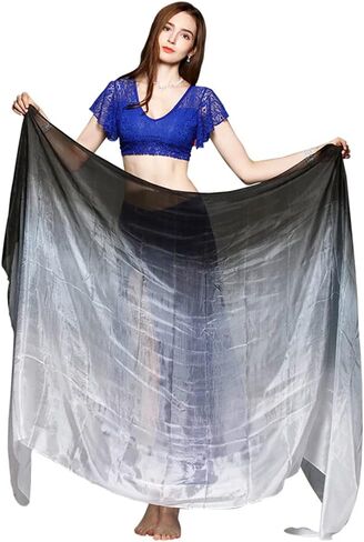 Nimiman حجاب رقص شرقي حريري جديد رخيص للنساء أسود 250114 سم (أسود أبيض) in Kuwait