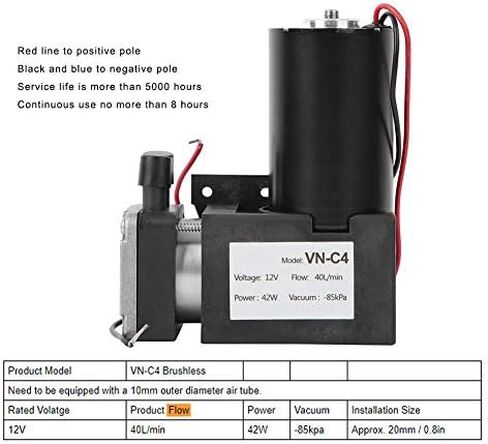 DC12V Mini Vacuum Pump Brushless 40L/min, 42W Vacuum pump -85KPa Industrial Parts VN-C4 in Kuwait