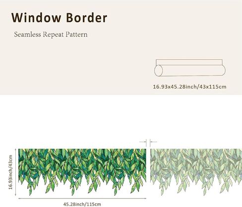 funlife Original Hand-Drawn Stained Glass Window Film, Double-Sided Static Cling Window Cling, Non-Adhesive Glass Windows Border Film Decor for Window Glass Door, 20.53" x 51.18", Spring Green Leaves in Saudi Arabia