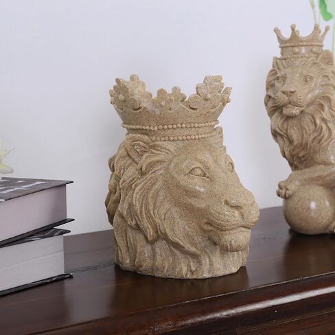 Lion King Statue, Modern Style Home Decor and Office Decoration, Gift Idea(Beige Sitting Lion) in Saudi Arabia