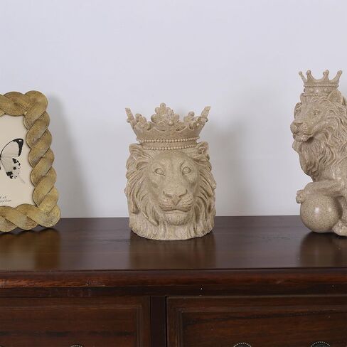 Lion King Statue, Modern Style Home Decor and Office Decoration, Gift Idea(Beige Sitting Lion) in Saudi Arabia