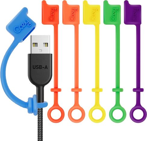 Cozy USB Caps for USB-C Cables with Dust Protection, Tether, Protects During Travel, Portable, Designed by Cozy (USB-C - Black - 10 Pack) in Saudi Arabia