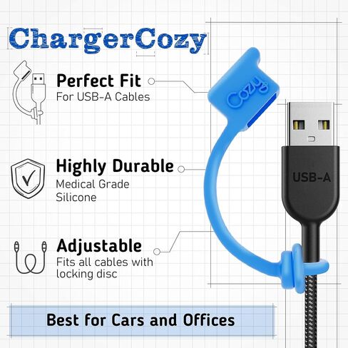 Cozy USB Caps for USB-C Cables with Dust Protection, Tether, Protects During Travel, Portable, Designed by Cozy (USB-C - Black - 10 Pack) in Saudi Arabia