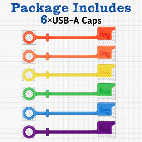 Cozy USB Caps for USB-C Cables with Dust Protection, Tether, Protects During Travel, Portable, Designed by Cozy (USB-C - Black - 10 Pack) in Saudi Arabia