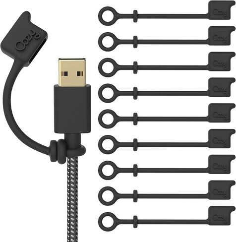 Cozy USB Caps for USB-C Cables with Dust Protection, Tether, Protects During Travel, Portable, Designed by Cozy (USB-C - Black - 10 Pack) in Saudi Arabia