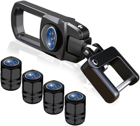 Metal Alloy Keychain for Acura, Car Key Chain with 4PCS Tire Valve Stem Caps for Men Women, Car Accessories, Black in Saudi Arabia