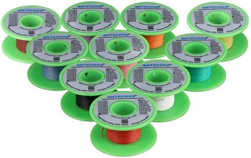 BNTECHGO 22 Gauge Silicone Wire Kit 10 Color Each 30 ft Flexible 22 AWG Stranded Tinned Copper Wire in Kuwait