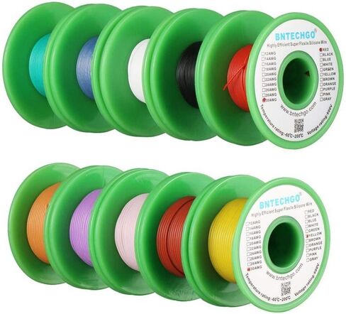 BNTECHGO 22 Gauge Silicone Wire Kit 10 Color Each 30 ft Flexible 22 AWG Stranded Tinned Copper Wire in Kuwait
