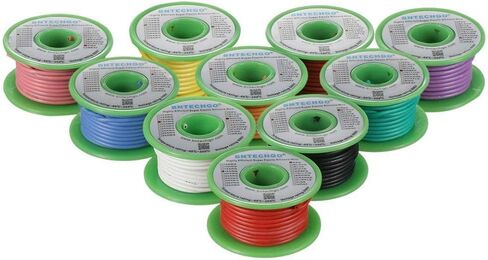 BNTECHGO 22 Gauge Silicone Wire Kit 10 Color Each 30 ft Flexible 22 AWG Stranded Tinned Copper Wire in Kuwait