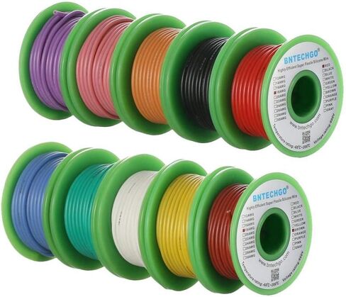 BNTECHGO 22 Gauge Silicone Wire Kit 10 Color Each 30 ft Flexible 22 AWG Stranded Tinned Copper Wire in Kuwait