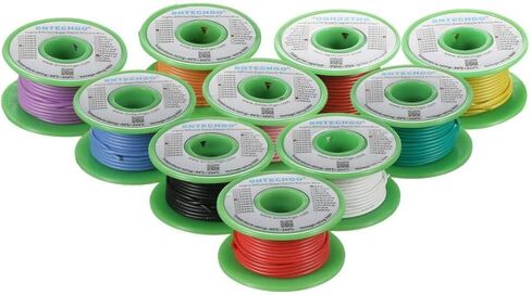 BNTECHGO 22 Gauge Silicone Wire Kit 10 Color Each 30 ft Flexible 22 AWG Stranded Tinned Copper Wire in Kuwait
