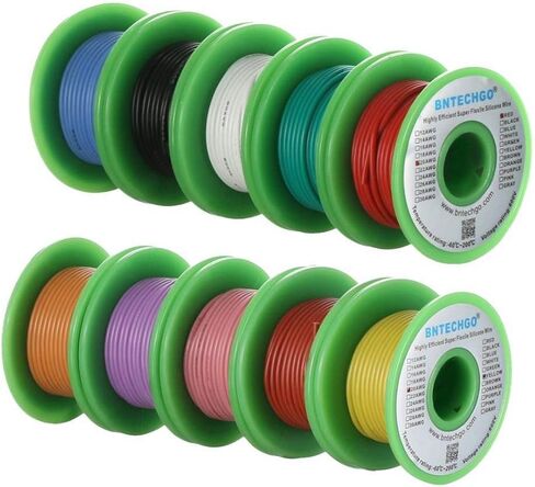 BNTECHGO 22 Gauge Silicone Wire Kit 10 Color Each 30 ft Flexible 22 AWG Stranded Tinned Copper Wire in Kuwait