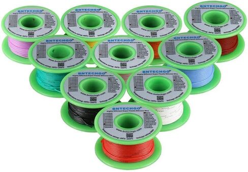 BNTECHGO 22 Gauge Silicone Wire Kit 10 Color Each 30 ft Flexible 22 AWG Stranded Tinned Copper Wire in Kuwait