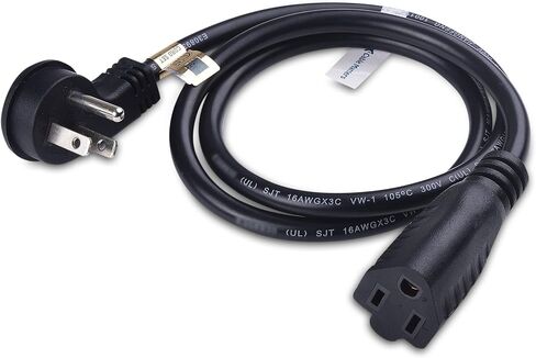Cable Matters 2-Pack Low Profile Flat Plug Short Extension Cord (Power Extension Cable) 1 Foot (NEMA 5-15P to NEMA 5-15R) in Saudi Arabia