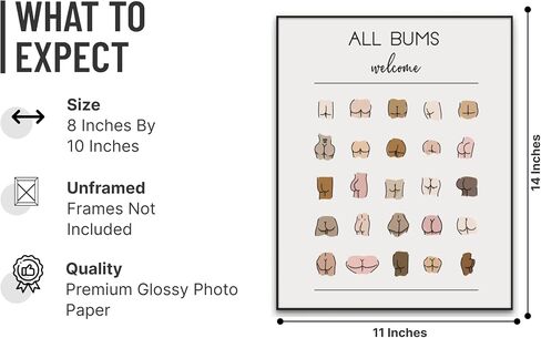 Carobel Designs Funny Bathroom Art, Funny Bathroom Decor, Butts Collage, Cute Bathroom Decor, Art Print, Funny Bathroom Sign, Funny Bathroom Wall Art, Funny Bathroom Poster, All Bums Welcome (8x10 Unframed) in Saudi Arabia