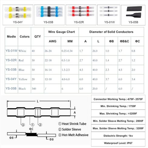 Self-Solder Seal Wire Connectors Kit,Mixed Heat Shrink Tube kit,Waterproof Electrical Wire Terminal Butt for Car Boat Marine Truck(300) in Saudi Arabia
