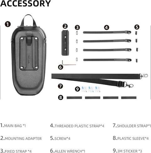Rhinowalk 4L حقيبة سكوتر أمامية معلقة سكوتر مقاوم للماء المقود حقيبة الدراجة EVA إطار صلب حقيبة محمولة عالمية للسكوتر الكهربائي/الدراجة/الدراجة النارية، أسود in Kuwait