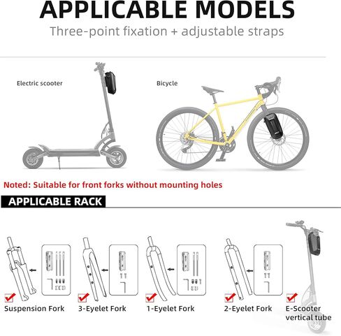 Rhinowalk 4L حقيبة سكوتر أمامية معلقة سكوتر مقاوم للماء المقود حقيبة الدراجة EVA إطار صلب حقيبة محمولة عالمية للسكوتر الكهربائي/الدراجة/الدراجة النارية، أسود in Kuwait