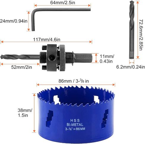 LANIAKEA 3-3/4 Inch Hole Saw 95MM Bi-Metal Annular Hole Cutter 38mm Cutting Depth HSS Variable Tooth Pitch Holesaw Set with Holesaw Arbor for Home DIYer in Saudi Arabia