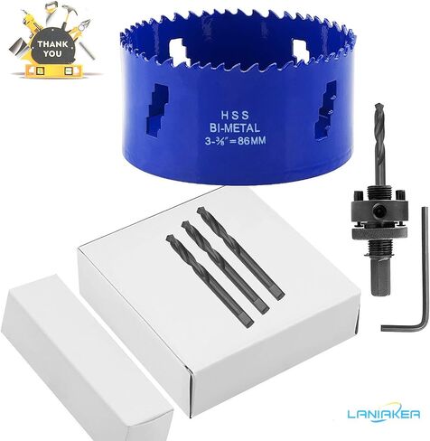 LANIAKEA 3-3/4 Inch Hole Saw 95MM Bi-Metal Annular Hole Cutter 38mm Cutting Depth HSS Variable Tooth Pitch Holesaw Set with Holesaw Arbor for Home DIYer in Saudi Arabia