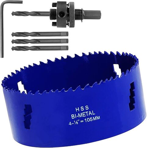 LANIAKEA 3-3/4 Inch Hole Saw 95MM Bi-Metal Annular Hole Cutter 38mm Cutting Depth HSS Variable Tooth Pitch Holesaw Set with Holesaw Arbor for Home DIYer in Saudi Arabia