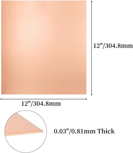 BELLA BAYS Copper Sheet 3 Pcs 20 Gauge(0.81mm) Thickness, 12" x 12" 99.9%+ Pure Film Attached Copper Plate in Saudi Arabia