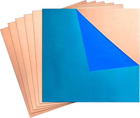 BELLA BAYS Copper Sheet 6 Pcs 24 Gauge(0.51mm) Thickness, 6" x 6" 99.9%+ Pure Film Attached Copper Plate in Saudi Arabia