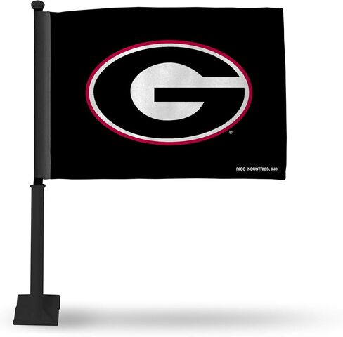 علم سيارة بديل من Rico Industries NCAA Georgia Bulldogs مع عمود أسود علم سيارة مزدوج الجوانب - 40.64 سم × 48.26 سم - عمود قوي يتم تثبيته على السيارة/الشاحنة/السيارات in Saudi Arabia