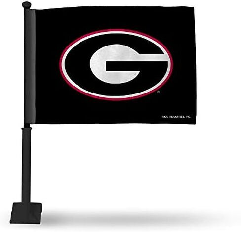 علم سيارة بديل من Rico Industries NCAA Georgia Bulldogs مع عمود أسود علم سيارة مزدوج الجوانب - 40.64 سم × 48.26 سم - عمود قوي يتم تثبيته على السيارة/الشاحنة/السيارات in Saudi Arabia