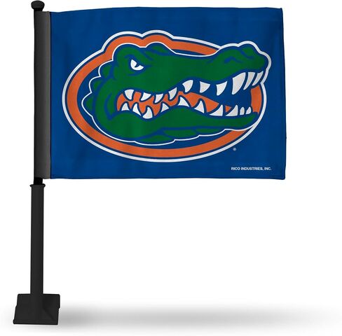 Rico Industries NCAA Florida Gators Primary Double Sided Car Flag with Black Pole - 16" x 19" - Strong Pole That Hooks onto Car/Truck/Automobile in Saudi Arabia