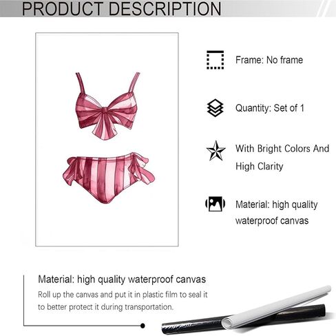 Rubeoxn Trendy Blue Underwear Poster Funky Women'S Swimwear Wall Art Bikini Endless Summer Coastal Cowgirl Prints Painting For Bathroom Home Bedroom Dorm Wall Decor 12x16in Unframed in Saudi Arabia