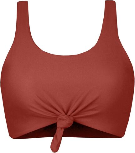 بدلة سباحة نسائية ذات رقبة واسعة وعقدة أمامية بيكيني رياضي لباس السباحة فقط in Kuwait