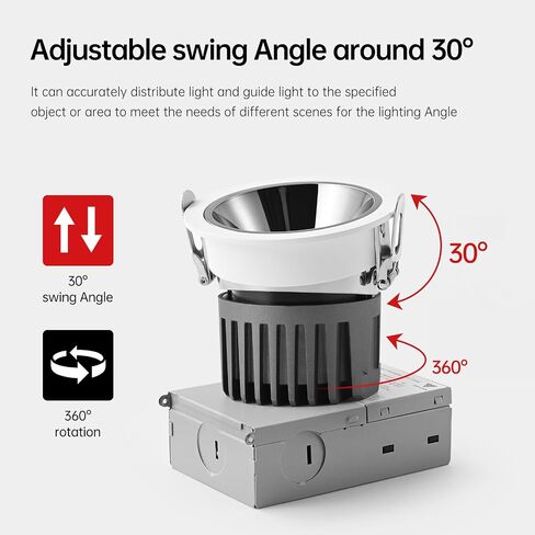 LED Commercial Recessed Round Downlight Fixture, CCT Switch 27K/30K/35K/40K/50K, 97 CRI, Energy Star, Dimmable, FCC- SDOC Compliant, UL Listed (1) in Saudi Arabia